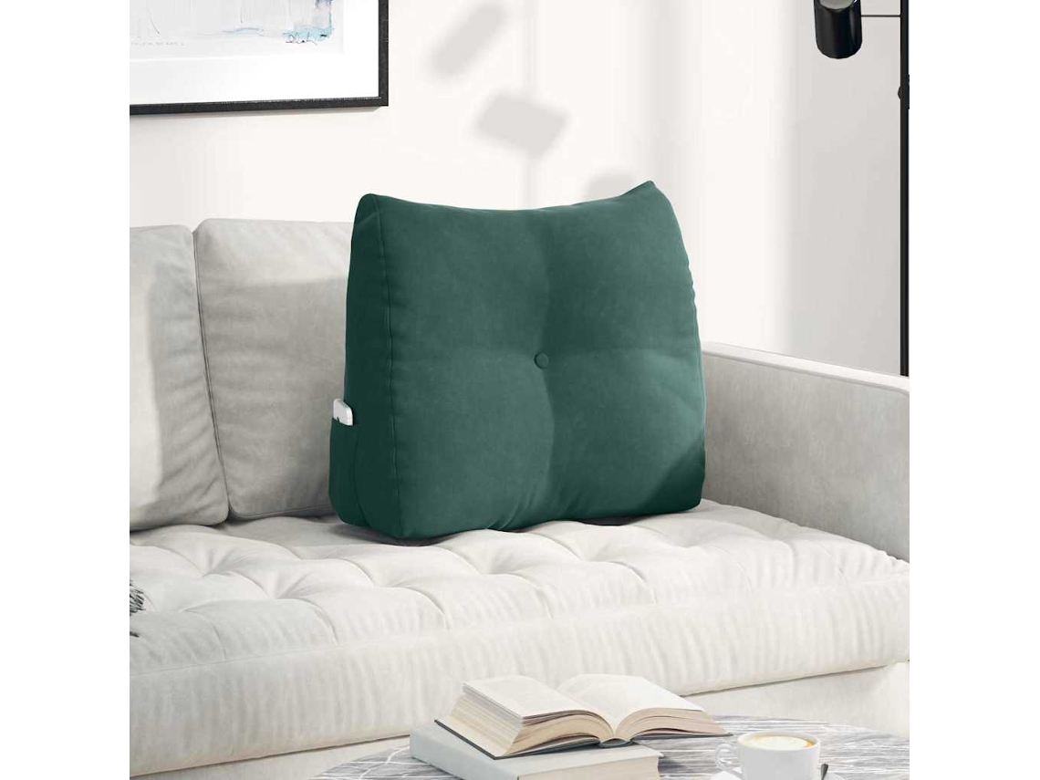 Vidaxl Travesseiro Para Costas Verde Escuro 60 X 24 X 50 Cm Veludo