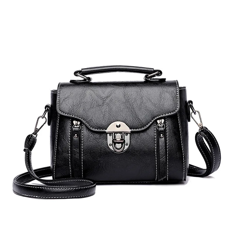 (8059-preto) Bolsa De Ombro Feminina Vintage, Bolsa Clássica De Couro Pu, Design Luxuoso