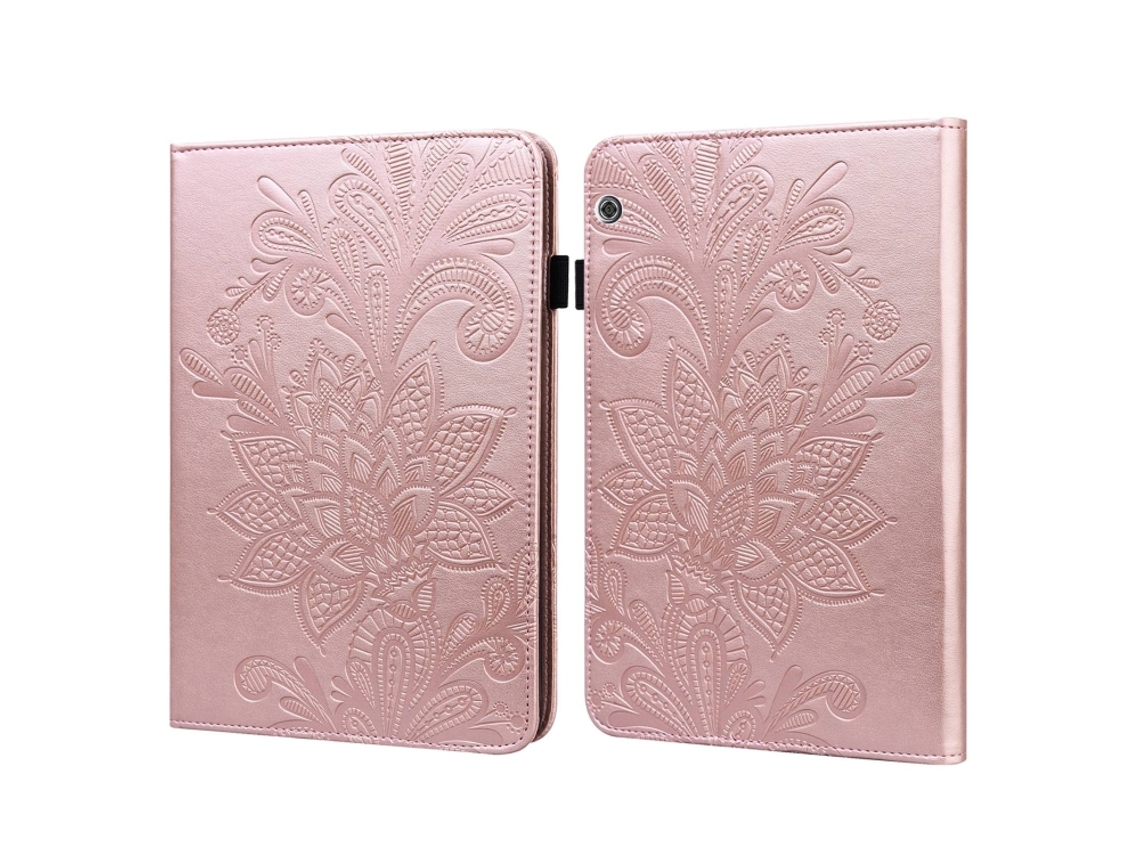 Capa‑flip Horizontal Com Relevo Flor De Renda Halinuia, Suporte, Ranhuras Cartão, Carteira E Moldura Para Huawei Mediapad T5