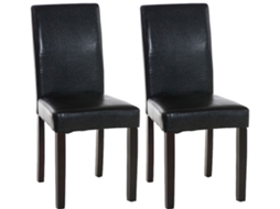Conjunto de 2 cadeiras de jantar em imitação de pele Ina preto/marrom escuro CLP