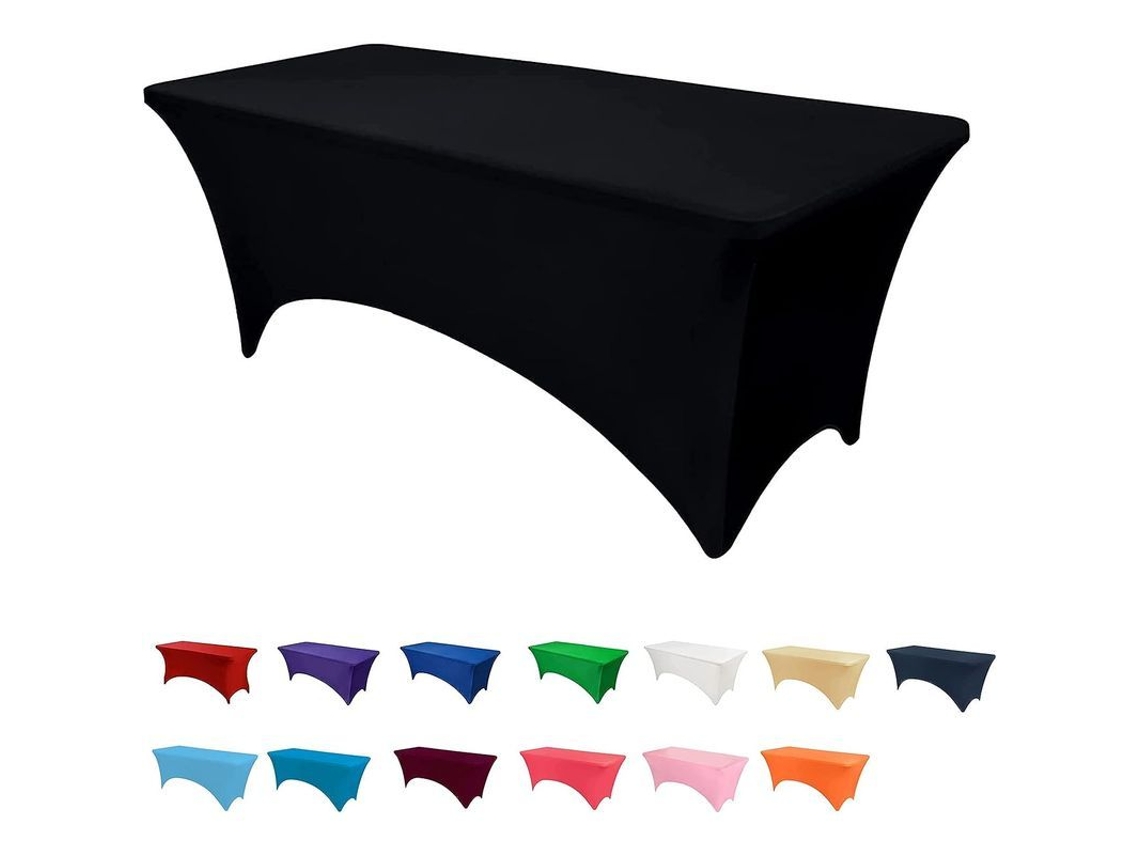 2026-manta De Mesa Elástica Para Mesa Retangular De 6 Pies, Lavable, Spandex Ajustado (preto)