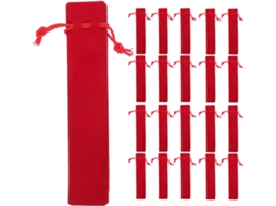 Conjunto de 50 Estojos Pelúcia Vermelha com Cordão Amosfun, Compactos e Leves, Ideais para Guardar Canetas tin