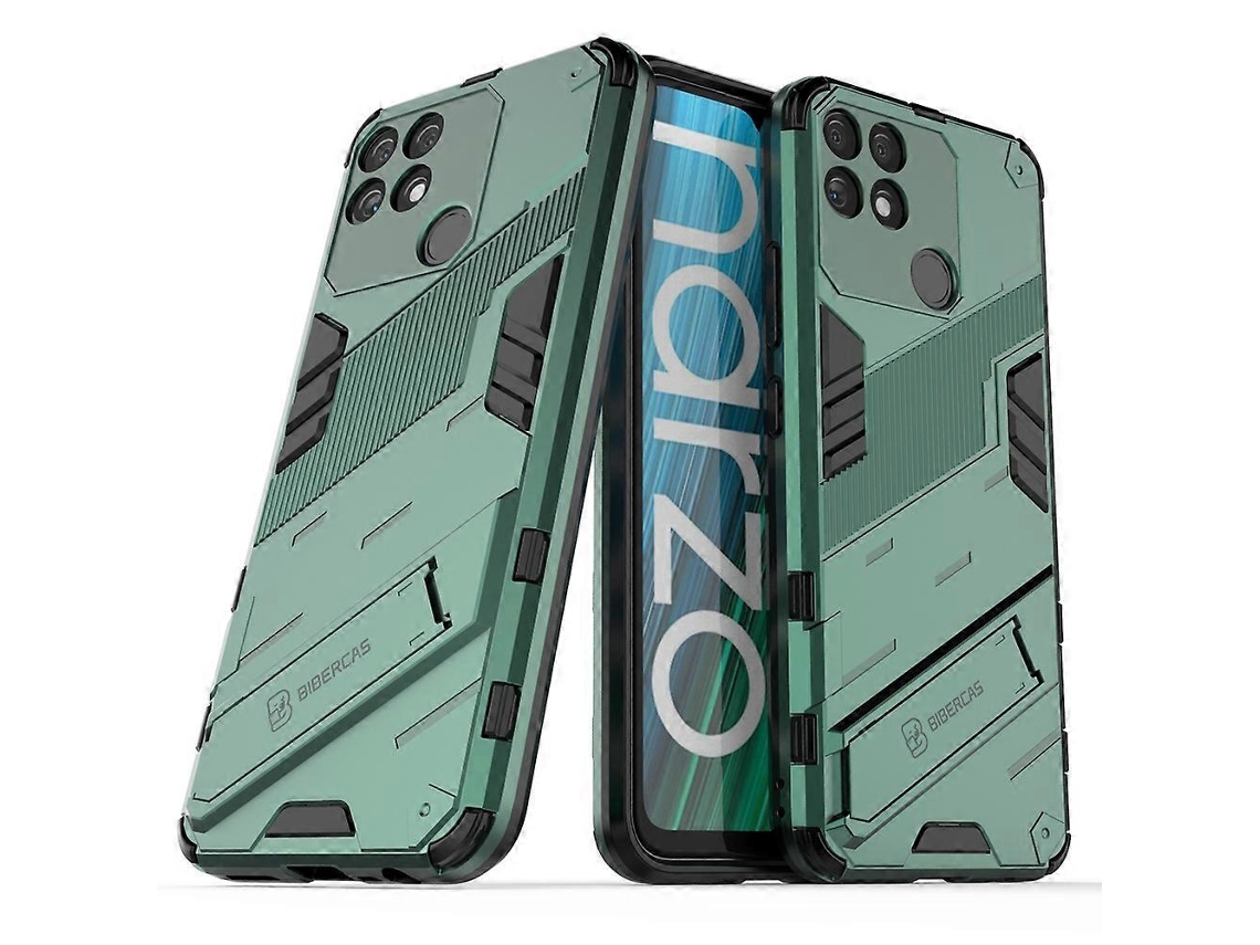 Para Oppo Realme Narzo 50a Punk Armor 2 Em 1 Pc Capa De Telefone Tpu À Prova De Choque Com Suporte Invisível