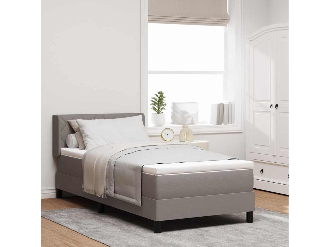 Vidaxl Cama Box Com Cabeceira Cinzento-acastanhado 190 X 90 Cm Tecido
