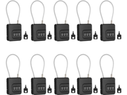 Cadeado De Combinação 3 Dígitos, preto 10 Unidades, Cabo Para