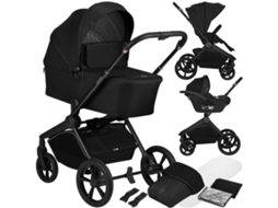 Carrinho Multifuncional 3Em1 Lionelo Freya – Alcofa – Cadeira Auto I-size – Dobrável Com Um Clique – Acessórios – Até 22 Kg – Preto