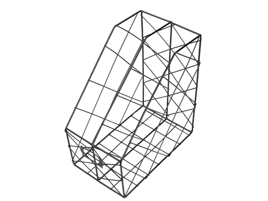 Suporte para Revistas de Mesa de Metal 2 Compartimentos Organizador Espaço Econômico Preto | S/MARCA