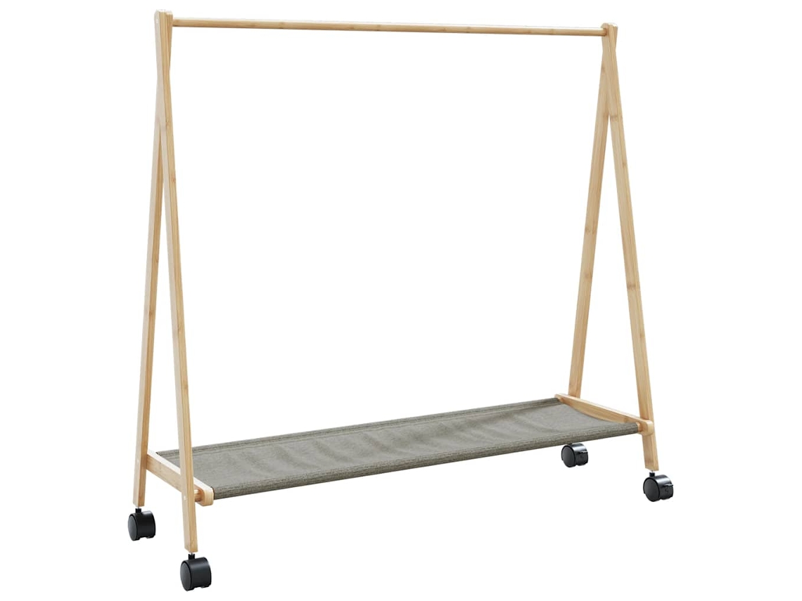 Vidaxl Cabide Com Prateleiras E Rodas 106x34x106,5 Cm Bambu