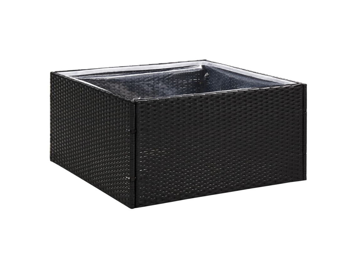 Garden Planter, Garden Planters Vidaxl Preto Rattan / Vime (80 X 80 X 40 Cm)