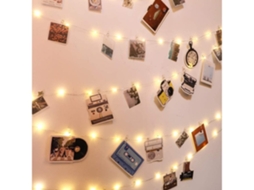 Cordão De Luz Led Luz Quente 10 Metros 100 Leds Caixa De Bateria 3aa Com Efeito Piscante Inclui 100 Prendedores De Fotos*