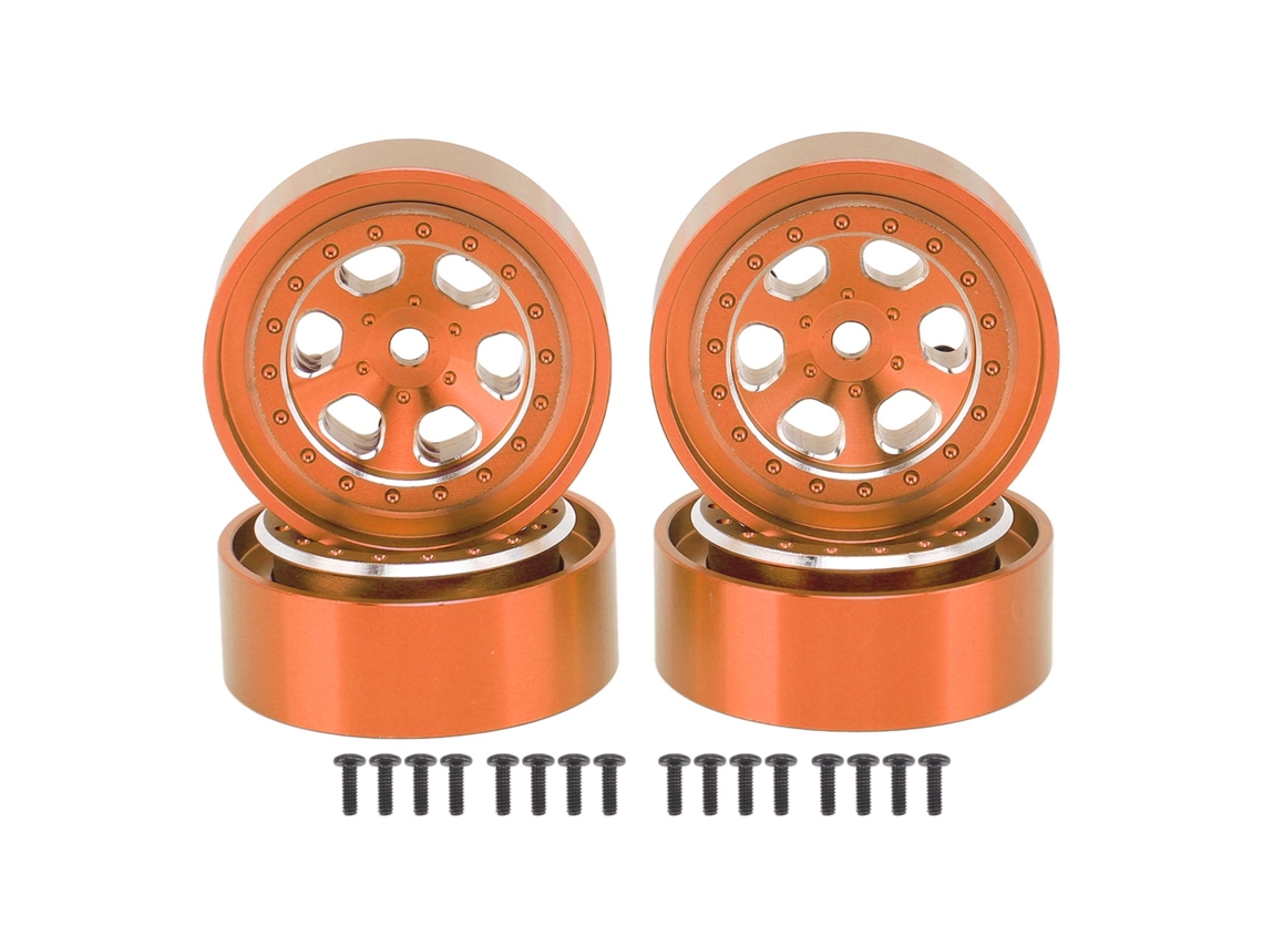 4pcs Jantes De Liga De Alumínio 1.3 Polegadas 6 Buracos Para Traxxas Trx4m 1/18 Crawler Rc Laranja