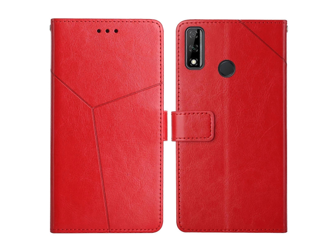 Capa De Couro Com Costura Horizontal Para Celular For Honor Y8s, Com Suporte, Compartimentos Para Cartões, Carteira E Porta-retratos.