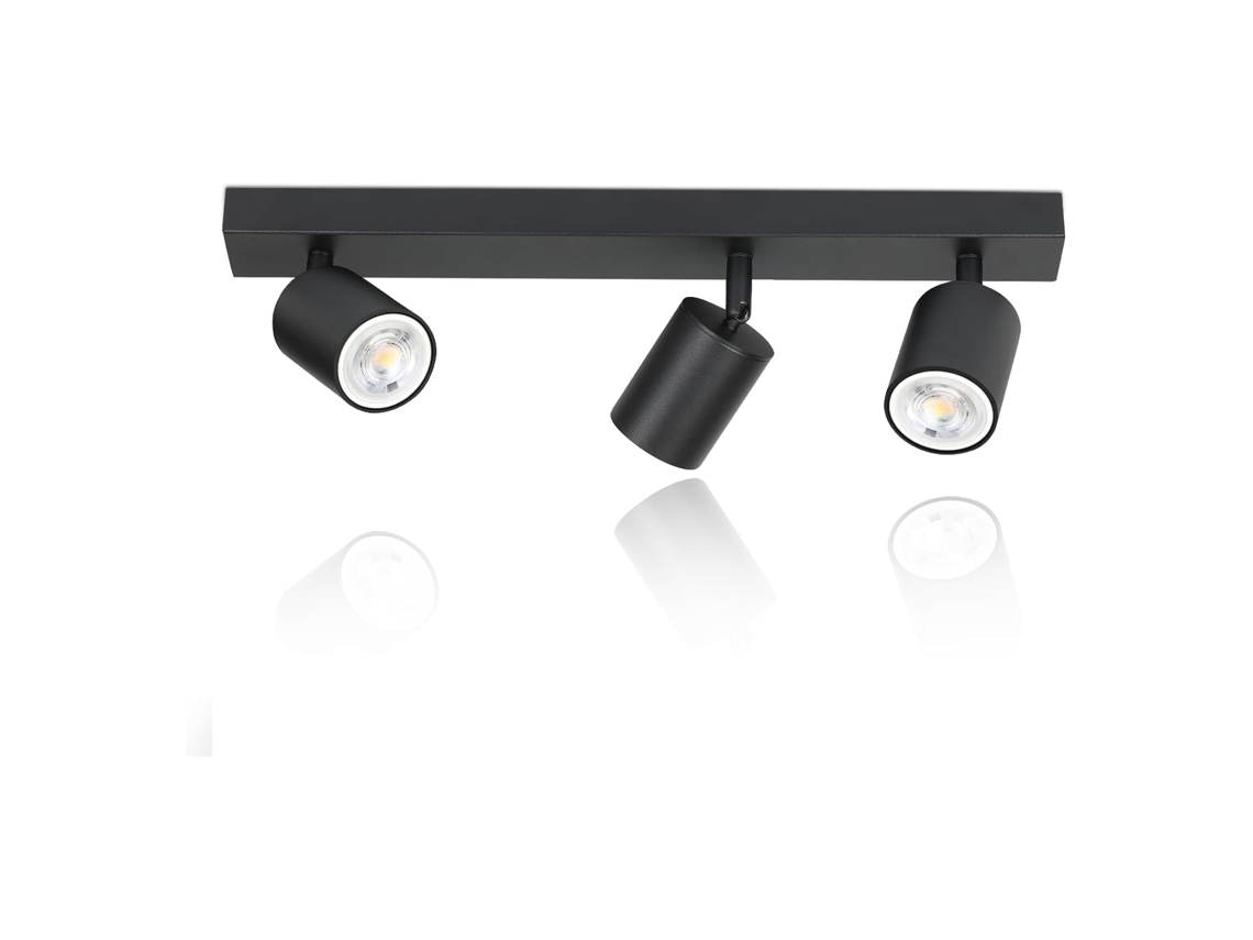 3 Focos Máx.25W Led Candeeiro de Teto Preto Gu10 Candeeiro de Moderno Giratório de 350 Candeeiro de Parede Industrial para Sala de Estar NETTLIFE