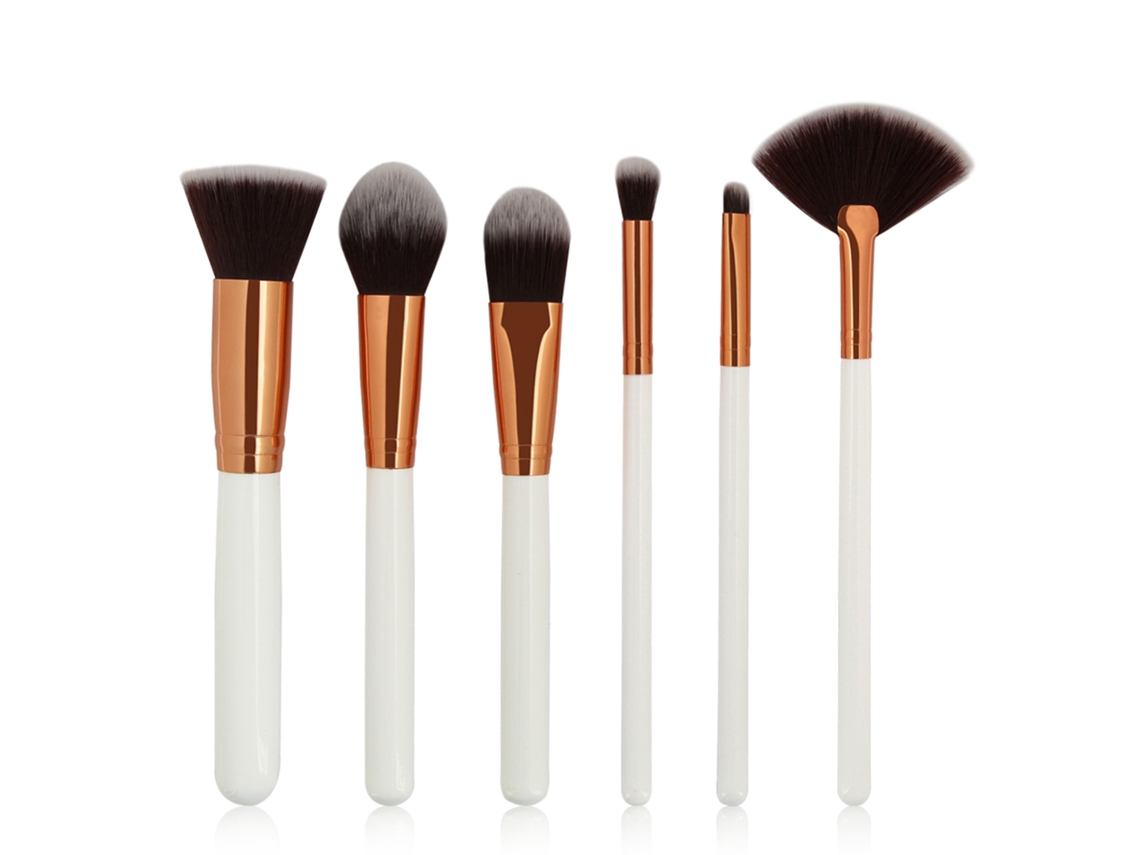 Kit de 6 brochas de maquillaje Vante: polvo, base, corrector y sombra de ojos (blanco)