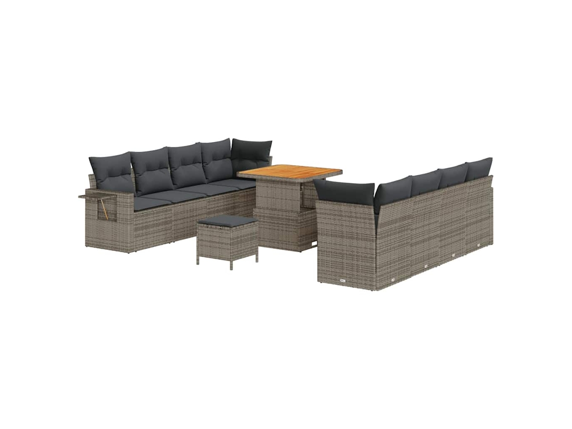 Maison Exclusive - Conjunto De Sofá De Jardim Com Almofada 11 Pcs Cinzeto Vime Pe