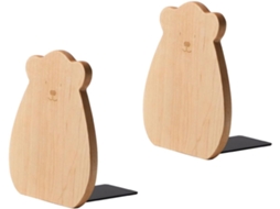 Conjunto de 2 Imikeya Suportes para Livros em Madeira com Formato Urso Decoração Escritório Ou Casa 15,00 X 12