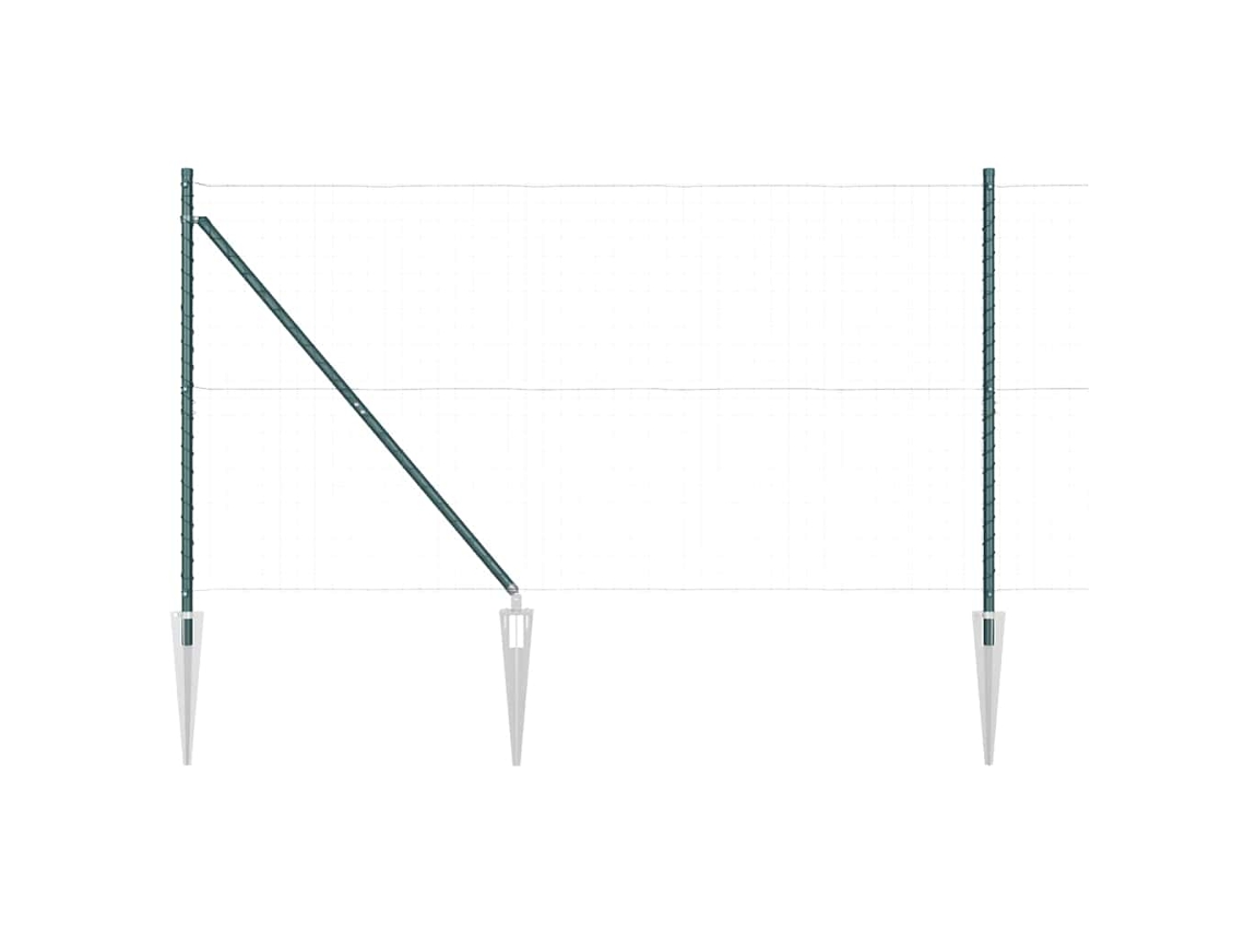 Poste De Cerca 7 Pcs Verde Aço