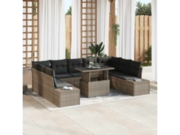 Vidaxl Conjunto de Sofá de Jardim 10 Pcs Cinzeto Rattan Sintético