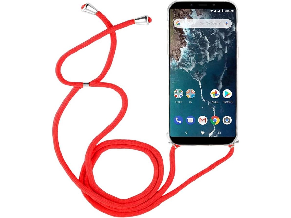 Capa Xiaomi MI A2 HONGWE. Com corda Transparente, Vermelho