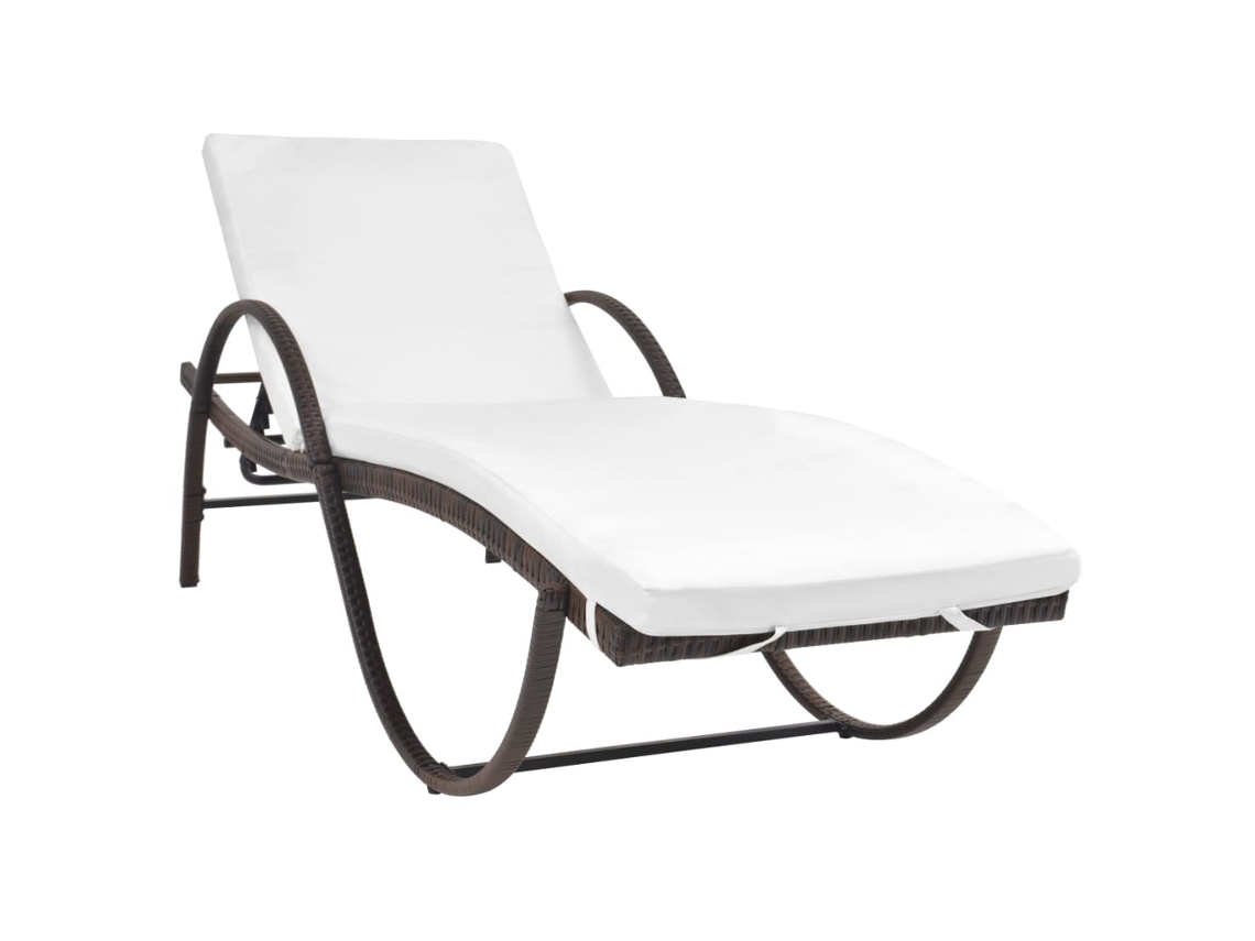 Maison Exclusive - Espreguiçadeira Com Almofadão E Mesa Vime Pe Castanho