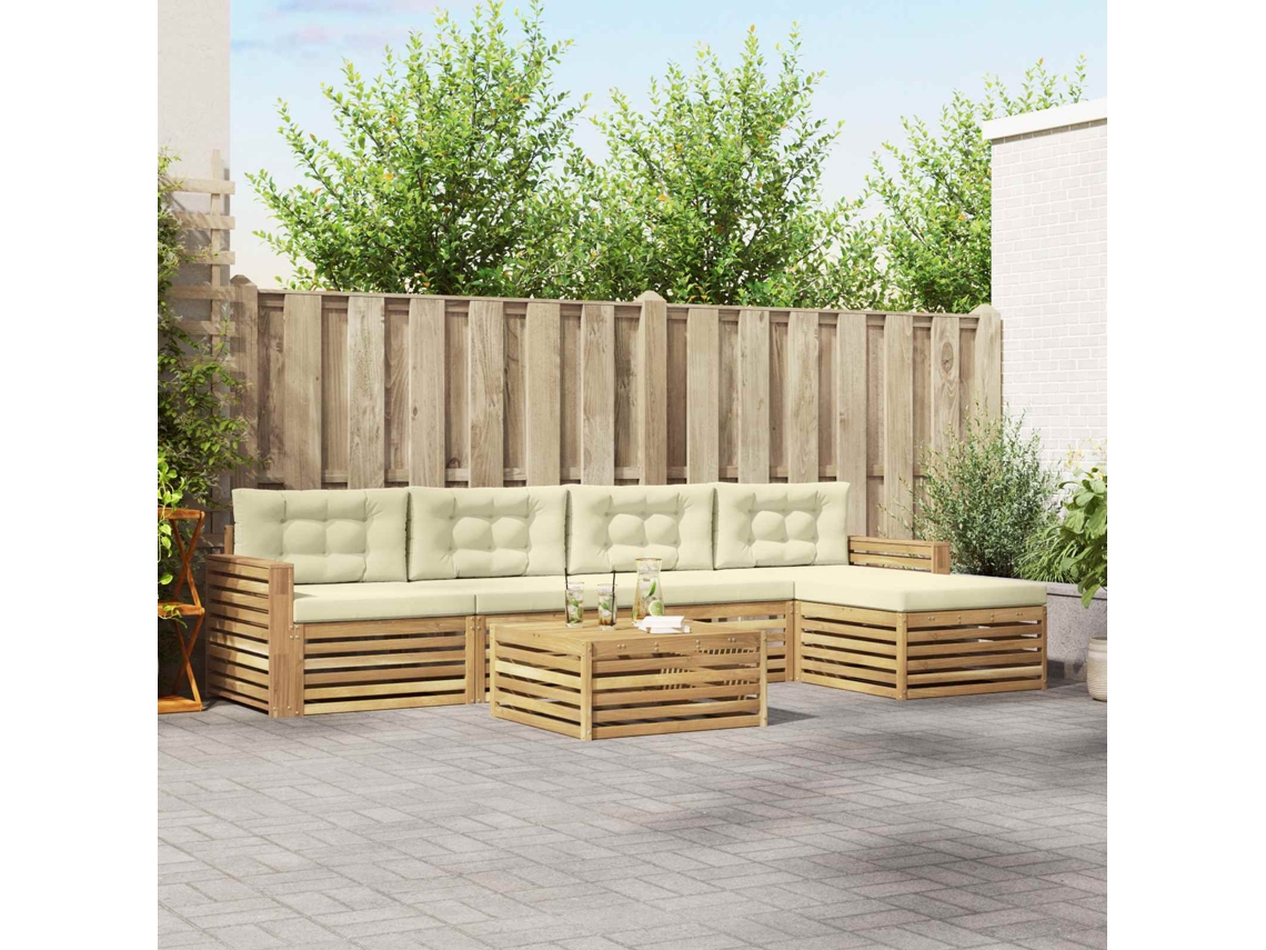Vidaxl Conjunto De Sofás Para Exterior 6 Unid. Branco E Creme