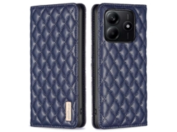 Capa Binfen Color Bf Estilo 16 Para Xiaomi Redmi Note 14 4g (163,25 X 76,55 X 8,16 Mm) Com Compartimentos Para Cartões E Capa De Couro Com Losango Azu
