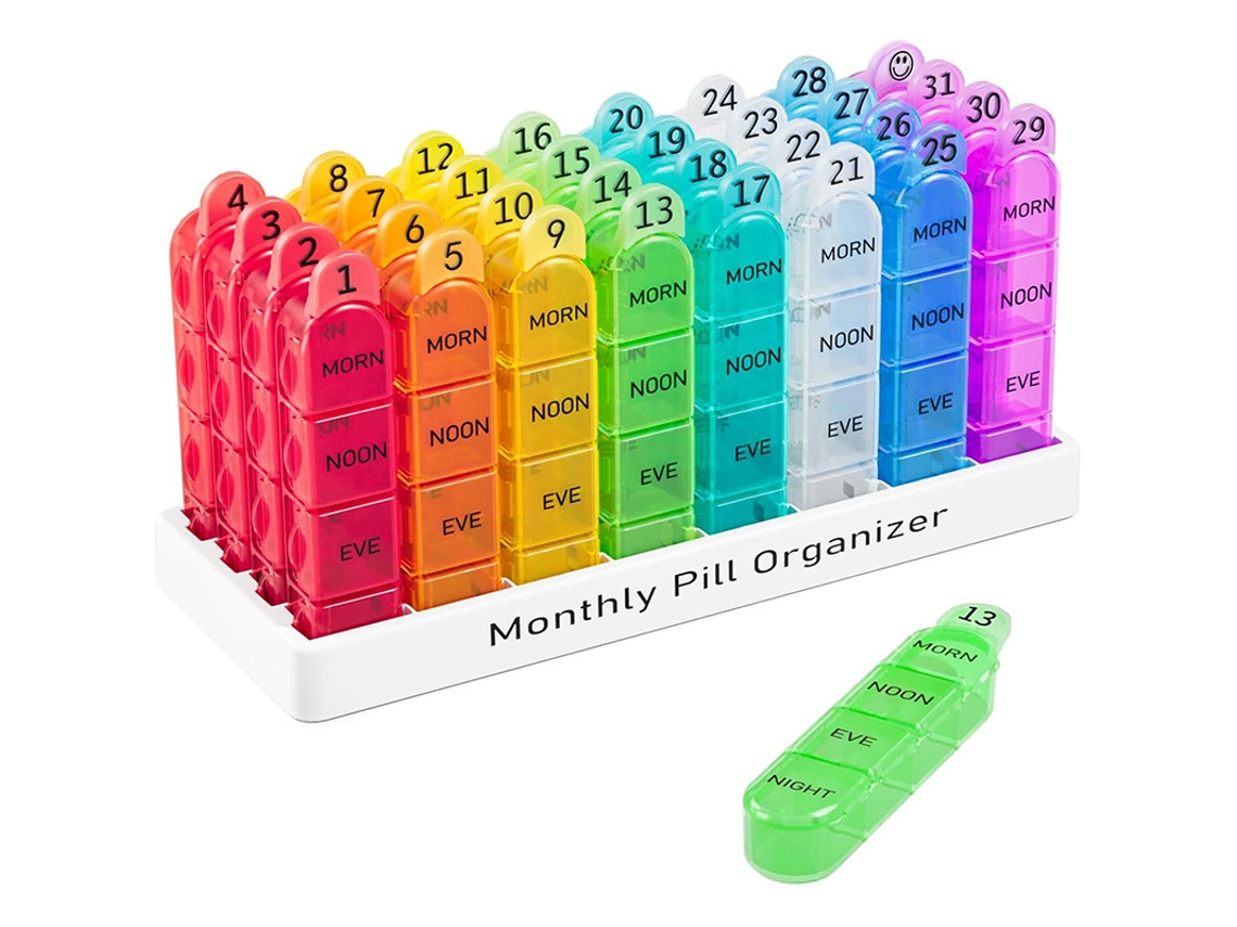 Organizador De Comprimidos Eifson 31 Dias 4 Vezes Ao Dia Sem Bpa (colorido)