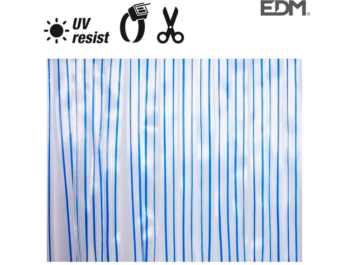 Cortina de Porta EDM Plástico Transparente Azul (90x210cm)