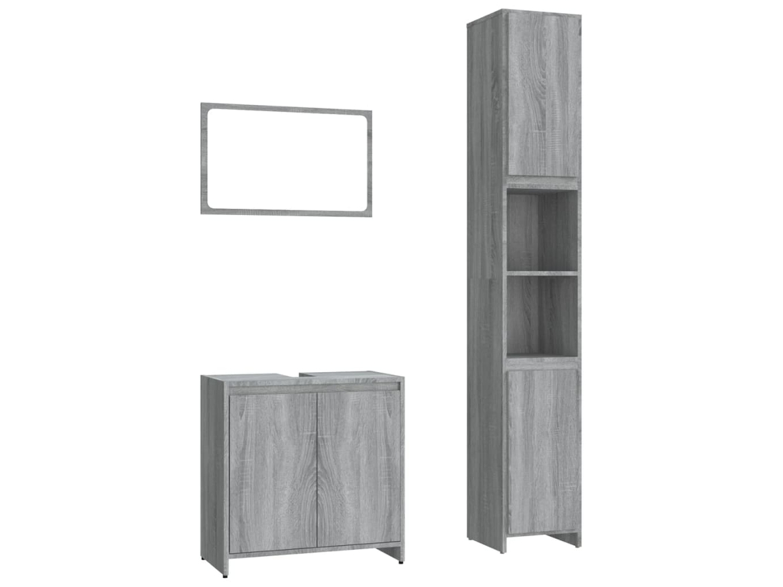 Bathroom Furniture Set, Bathroom Furniture Sets Vidaxl Cinzeto Madeira Processada (n/a)