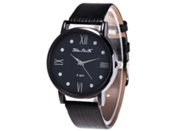 Reloj De Pareja Cuadro Redondo Correa De Pu Quarzo Para Hombre Y Mujer Negro