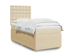 Vidaxl Cama Com Molas/colchão 90x200 Cm Tecido Cor Crème
