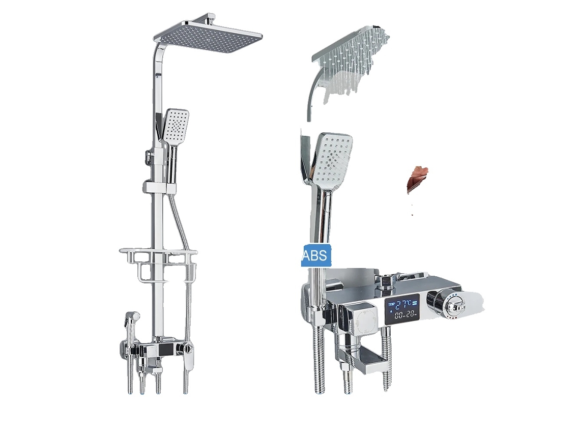 Conjunto De Torneira De Chuveiro, Controle Termostático, Display Digital, Termostato Cromado