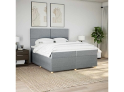 Vidaxl Cama Com Molas/colchão 200x200 Cm Tecido Cinza-claro