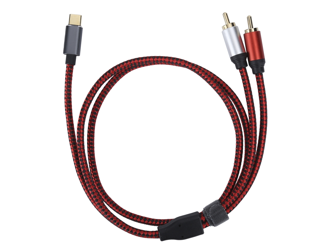 Cabo De Áudio Type-c Macho Para 2rca Macho Com Platina De Ouro Para Celular Tablet Laptop 1m