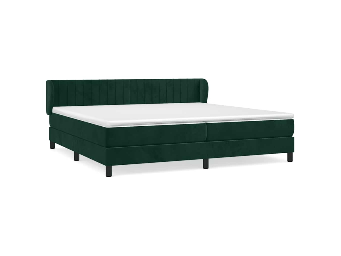 Cama com Molas/colchão 200x200 Cm Veludo Verde escuro MAISON EXCLUSIVE