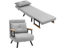 Sofá-cama Individual Dobrável, Conversível 4 Em 1 Com Encosto Ajustável Em 5 Níveis E Travesseiro, 63x73x81 Cm, Cinza