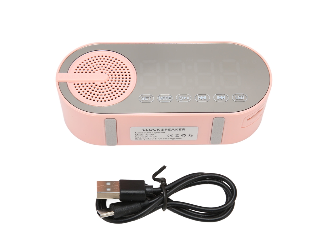 Reloj Digital Con Altavoz Bluetooth Espejo Pantalla Led Radio Fm Alarma Dual Pequeño para Dormitorio Oficina