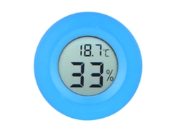 Termômetro Higrômetro Digital LCD, Circular, Mini Embutido, para Interior, Azul | S/MARCA