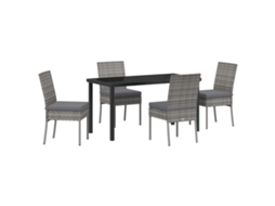 Conjunto 5 De Jantar Jardim Vidaxl Cinza Rattan Poliéster