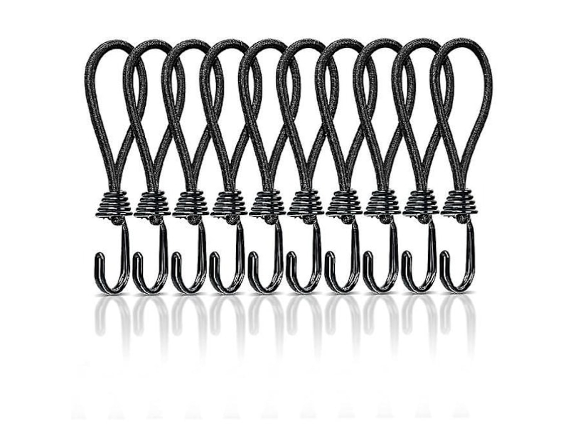 Corda Elástica Com Mosquetão, 10 Unidades, 15 Cm, Borracha, Resistente, Para Lonas