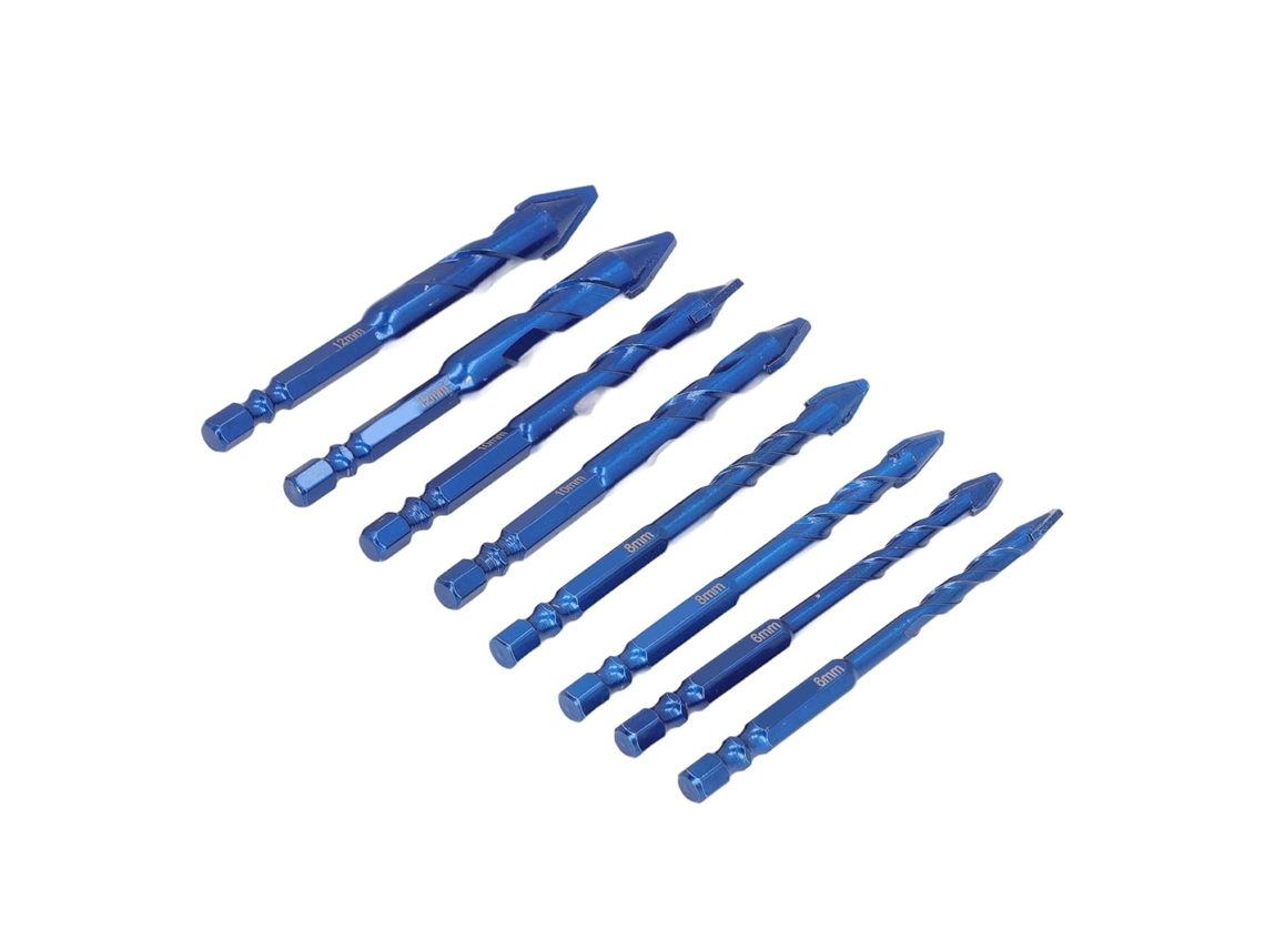 Conjunto De 8 Brocas Excêntricas Alta Resistência, Com Encaixe