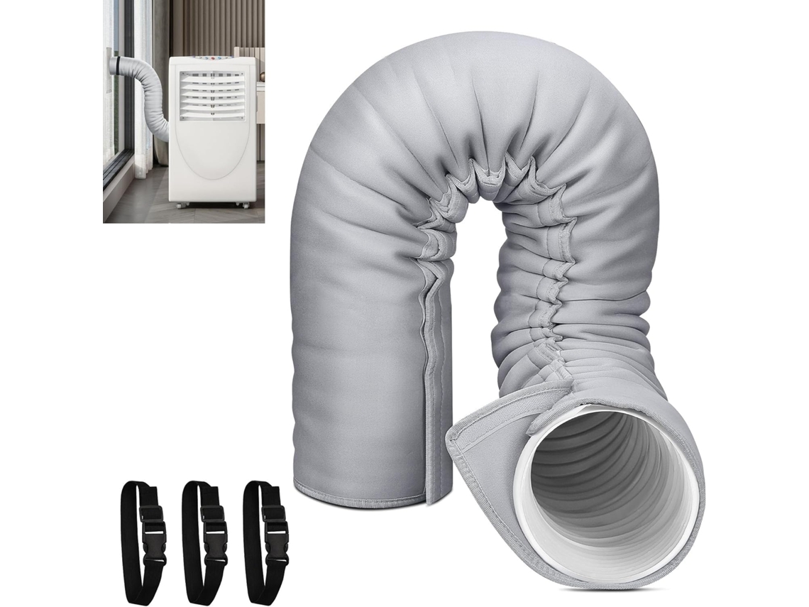 Capa Isolante Portátil Para Tubos De Ar Condicionado, Em Policloreto De Vinila Pvc, Cinza Claro, Adequada Para Tubos De