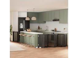 Vidaxl Portão P/ Cães Com Porta Dobrável 15 Painéis 750 Cm Álamo Preto