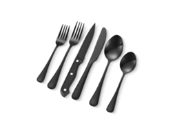 Conjunto De Talheres 48 Peças Em Aço Inox Preto Para Casa E Profissional Tekmaquinas
