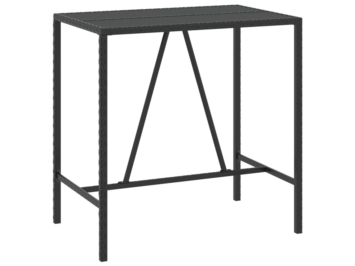 Bar Table With Glass Top, Bar Tables With Glass Tops Vidaxl Preto Rattan / Vime (110 X 70 X 110 Cm)