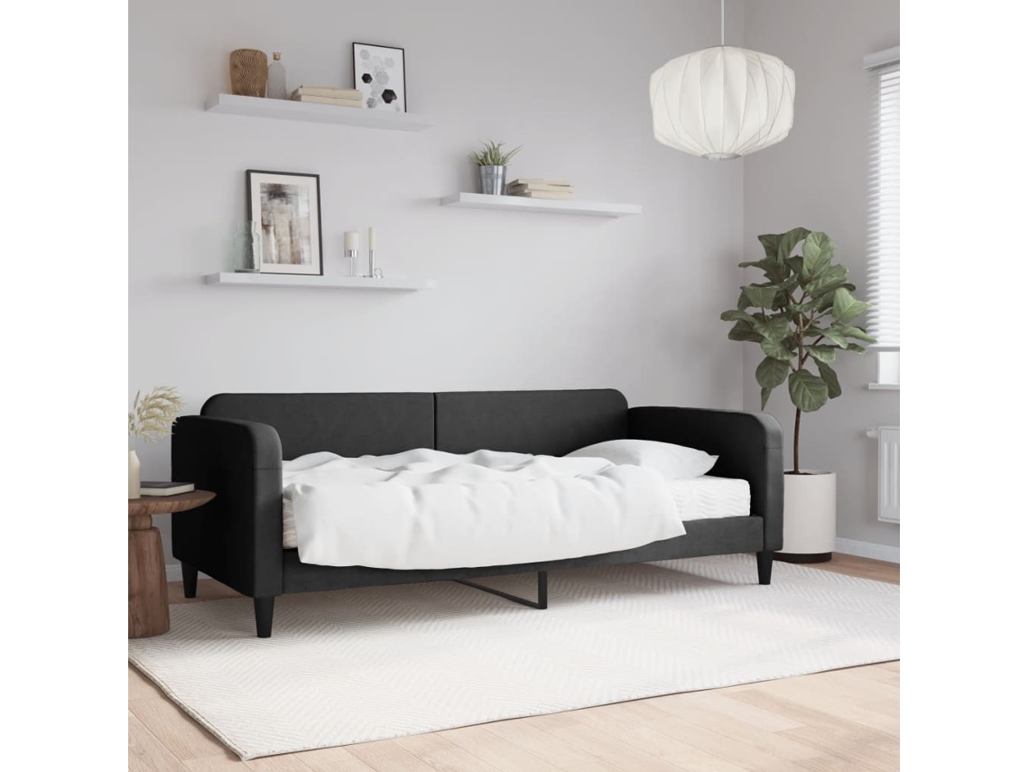 Vidaxl Sofá-cama Com Colchão 90x190 Cm Tecido Preto
