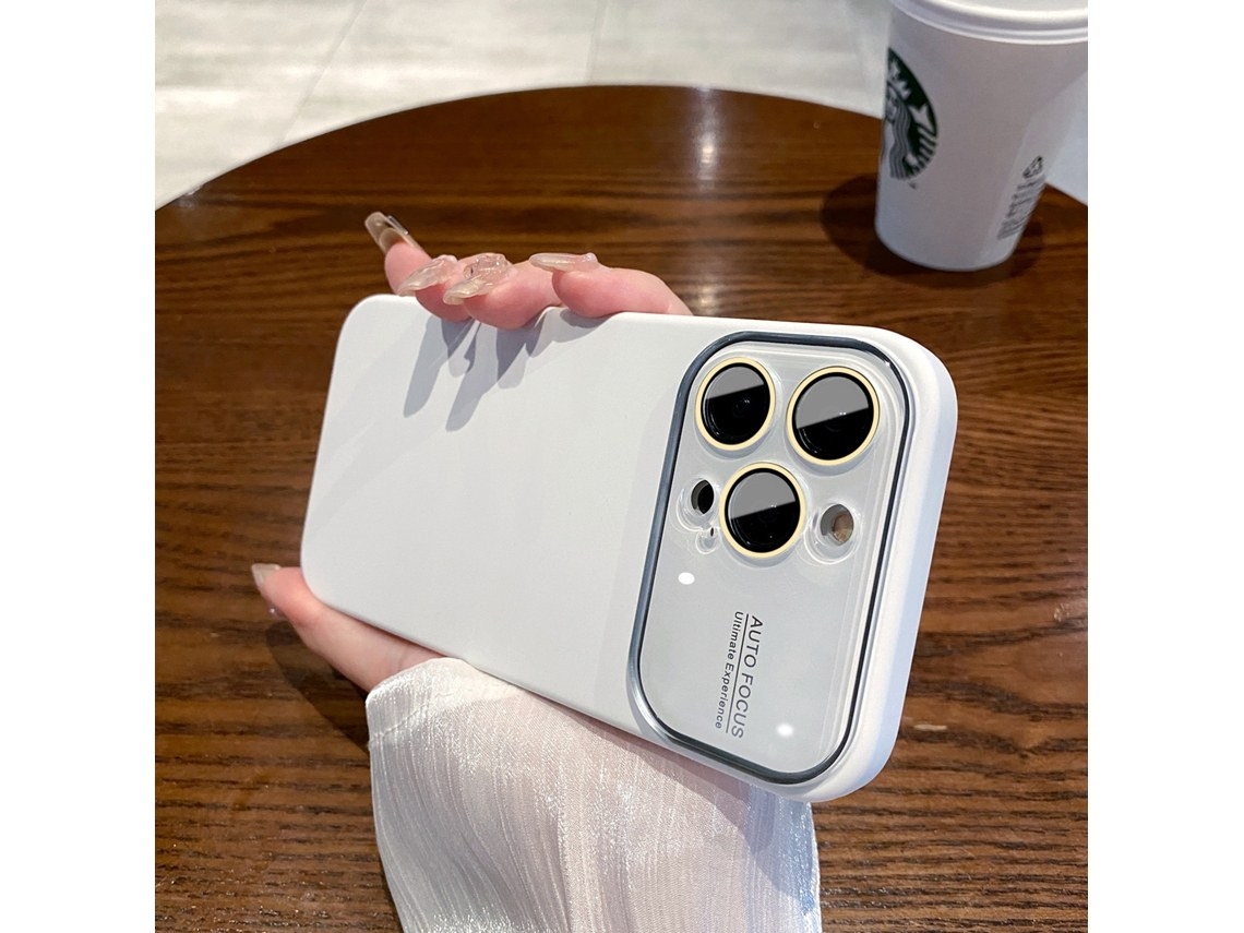 Zsanfs Capa Silicone Para Iphone 14 Pro, Com Janela Frontal, Cor Branco