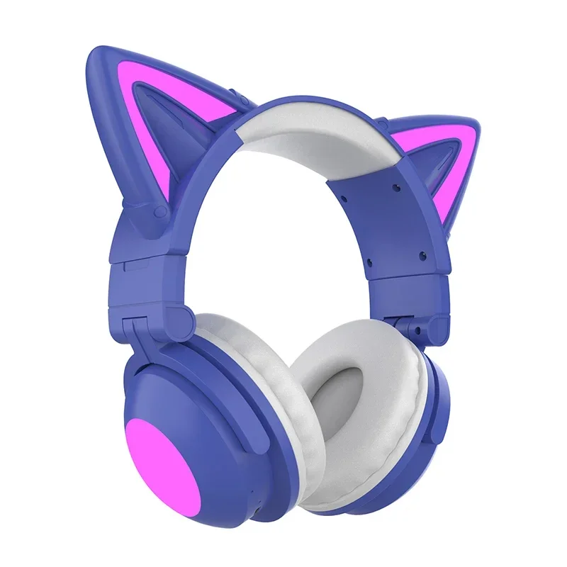 Fones De Ouvido Sem Fio Com Orelhas De Gato Em Led (roxo)