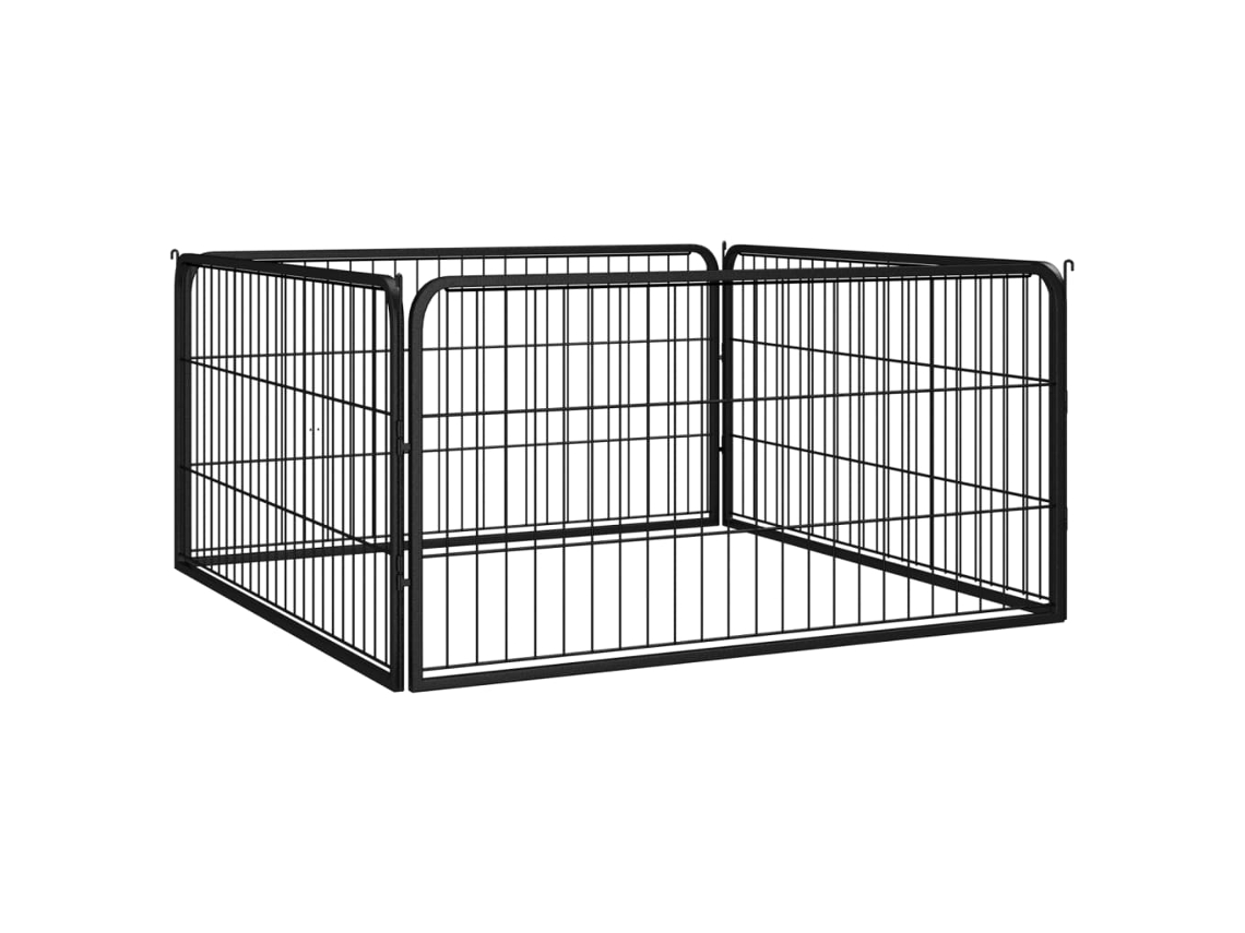 Vidaxl Canil Com 4 Painéis 100x50 Cm Aço Revestido A Pó Preto