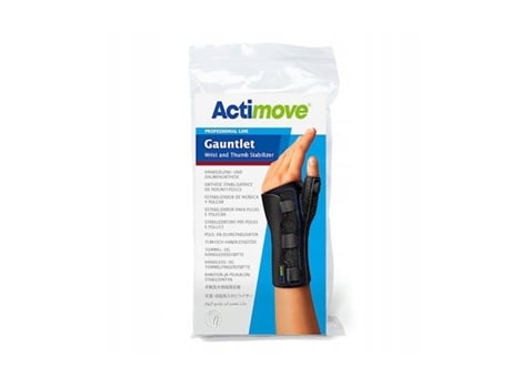 Estabilizador de pulso e polegar Actimove Gauntlet, preto, tamanho P, suporte profissional para mão e polegar Essity
